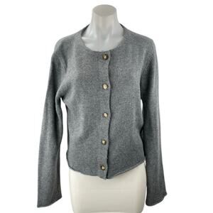 Mod Ref Women's Gray Long Sleeve Button Down Knit Cardigan Sweater Top Size L